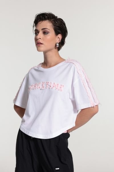 KOLLARI ŞERİTLİ T-SHIRT