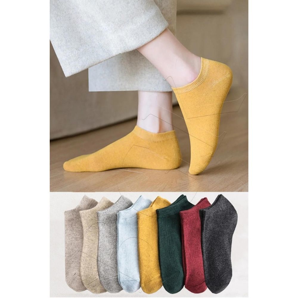 BGK 8 Çift Kadın Renkli Koyu Renkli Patik Çorap