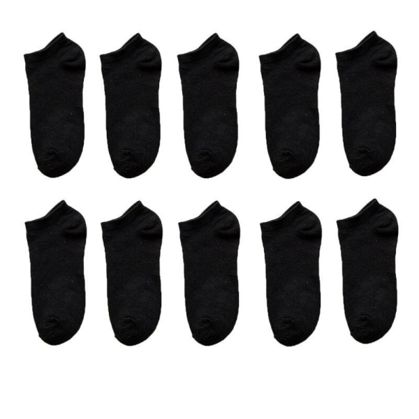 Unisex 10 Çift Koton Ekonomik Siyah Renk Patik Çorap