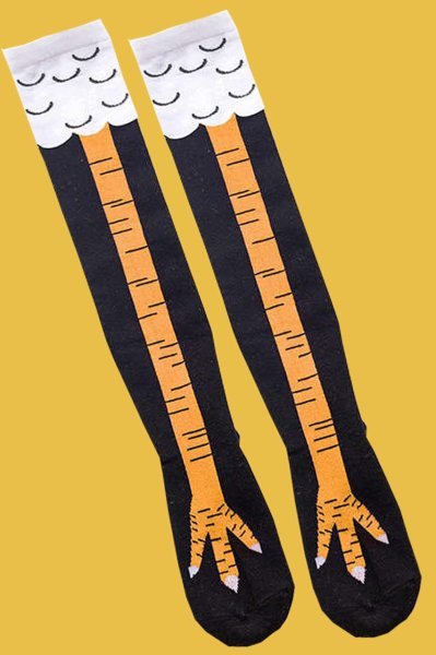 Tekli Unisex Tavuk Ayağı Desenli Dizaltı Çorap