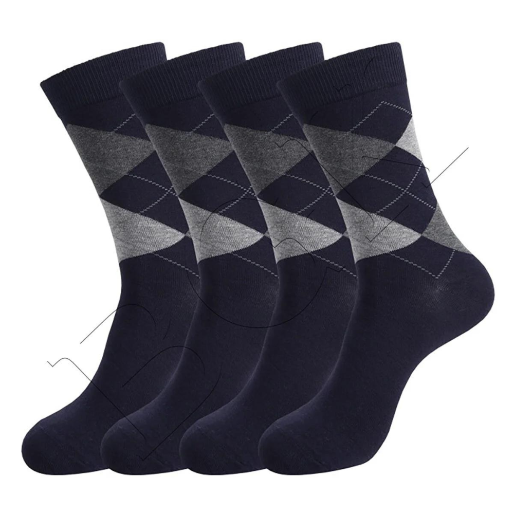 BGK 4 Çift Erkek Desenli Çorap Lacivert