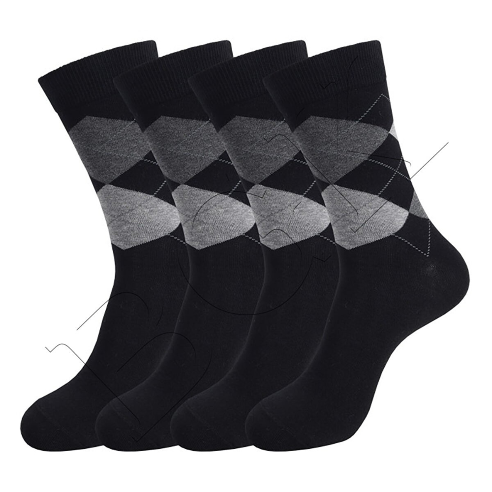 BGK 4 Çift Erkek Desenli Çorap Siyah