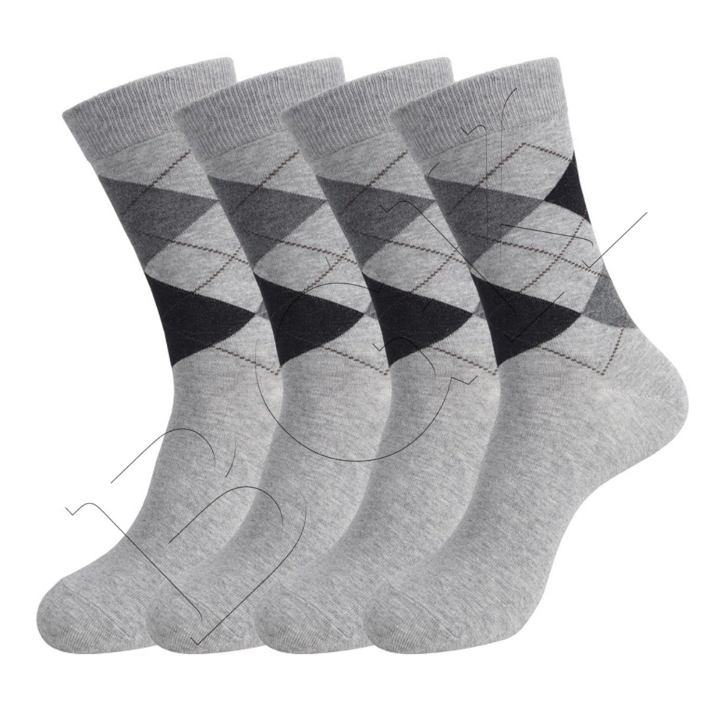 BGK 4 Çift Erkek Desenli Çorap Gri