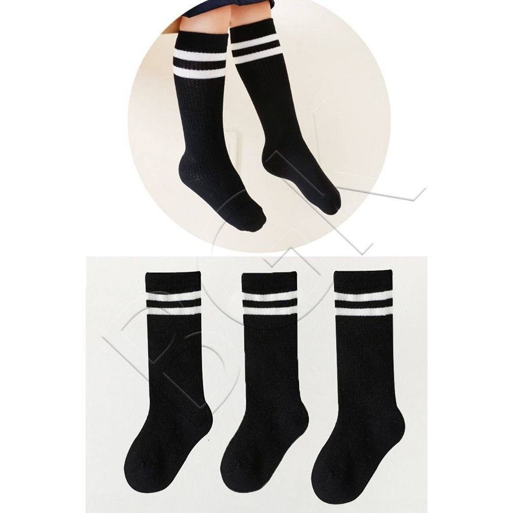 Bgk 3 Çift Çocuk Dizaltı Siyah Çorap