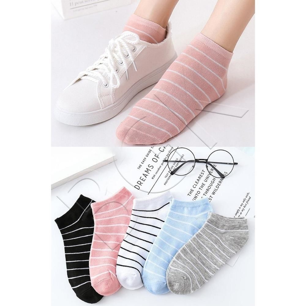 Bgk 5 Çift Çizgili Renkli Kadın Çorap