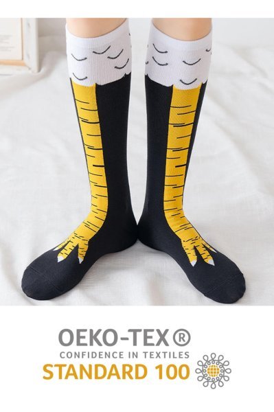 Tekli Unisex Tavuk Ayağı Desenli Dizaltı Çorap