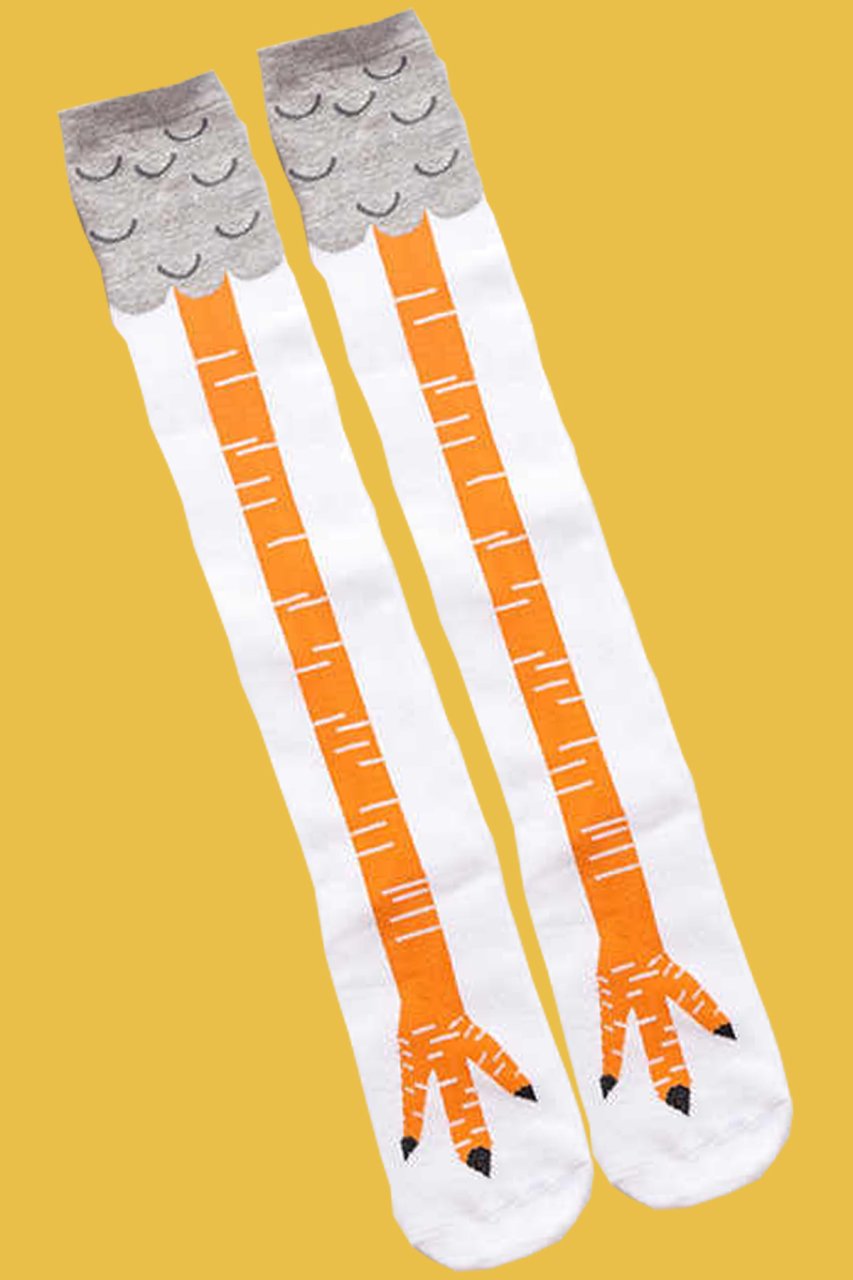 Tekli Çocuk Tavuk Ayağı Desenli Dizaltı Çorap