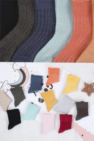 12 Çift Lastiksiz Bebek Renkli Çorap
