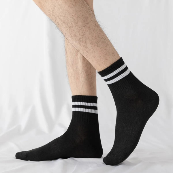 BGK Unisex 6 Çift Düz Siyah-Beyaz Tenis Çorap