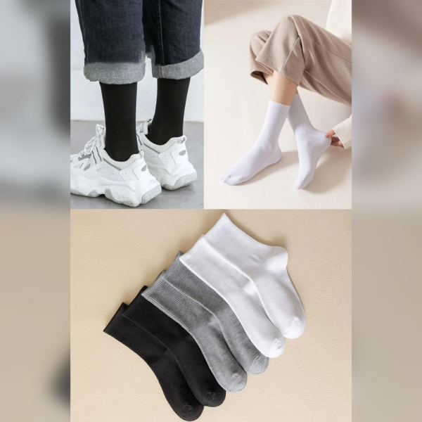 BGK Unisex 6 Çift Düz Siyah-beyaz Tenis Çorap