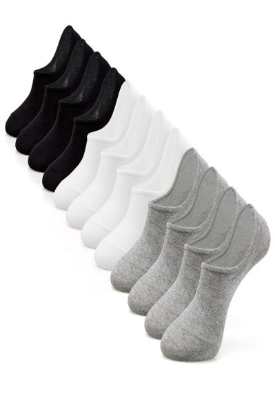 Unisex 12 Çift Pamuklu Görünmez Sneakers Çorap Renkli (Ekonomik)