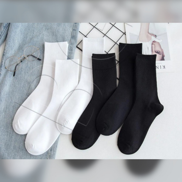 BGK Unisex 6 Çift Düz Siyah-beyaz Tenis Çorap