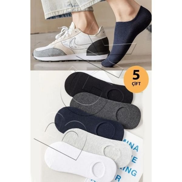 BGK Unisex 5 Çift Görünmez Sneaker Renkli Çorap