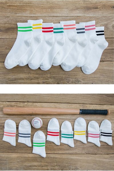 Unisex 8 Çift Koton Ekonomik Beyaz Renk Desenli Tenis Çorap
