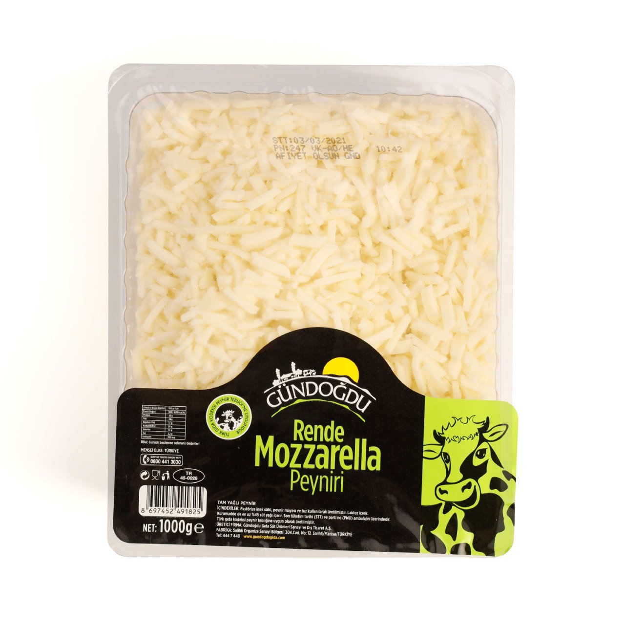 Gündoğdu Mozzarella Peyniri (Rende) 1000gr