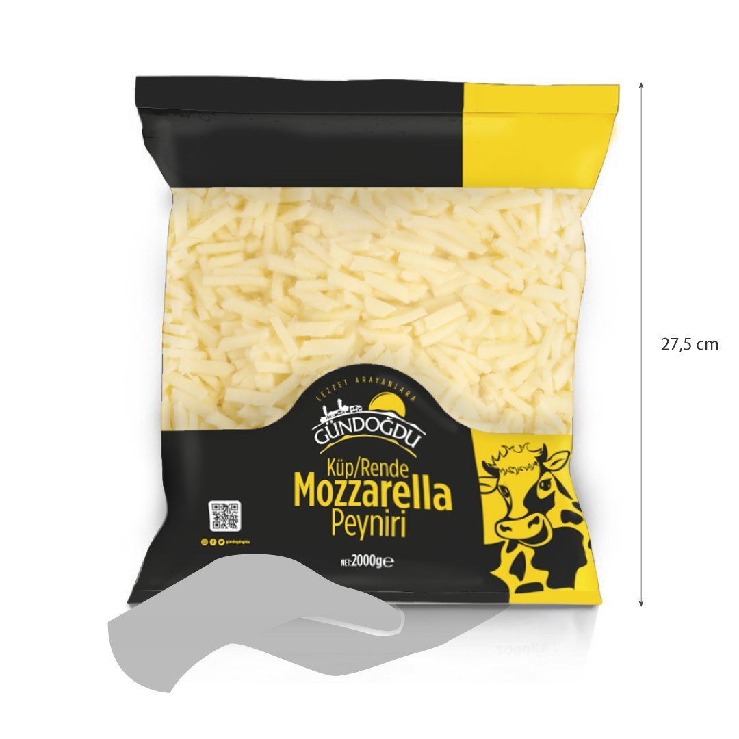 Gündoğdu Mozzarella Peyniri Küp/Şerit 2000gr 2'li Toplam 4 KG Ekonomik Paket