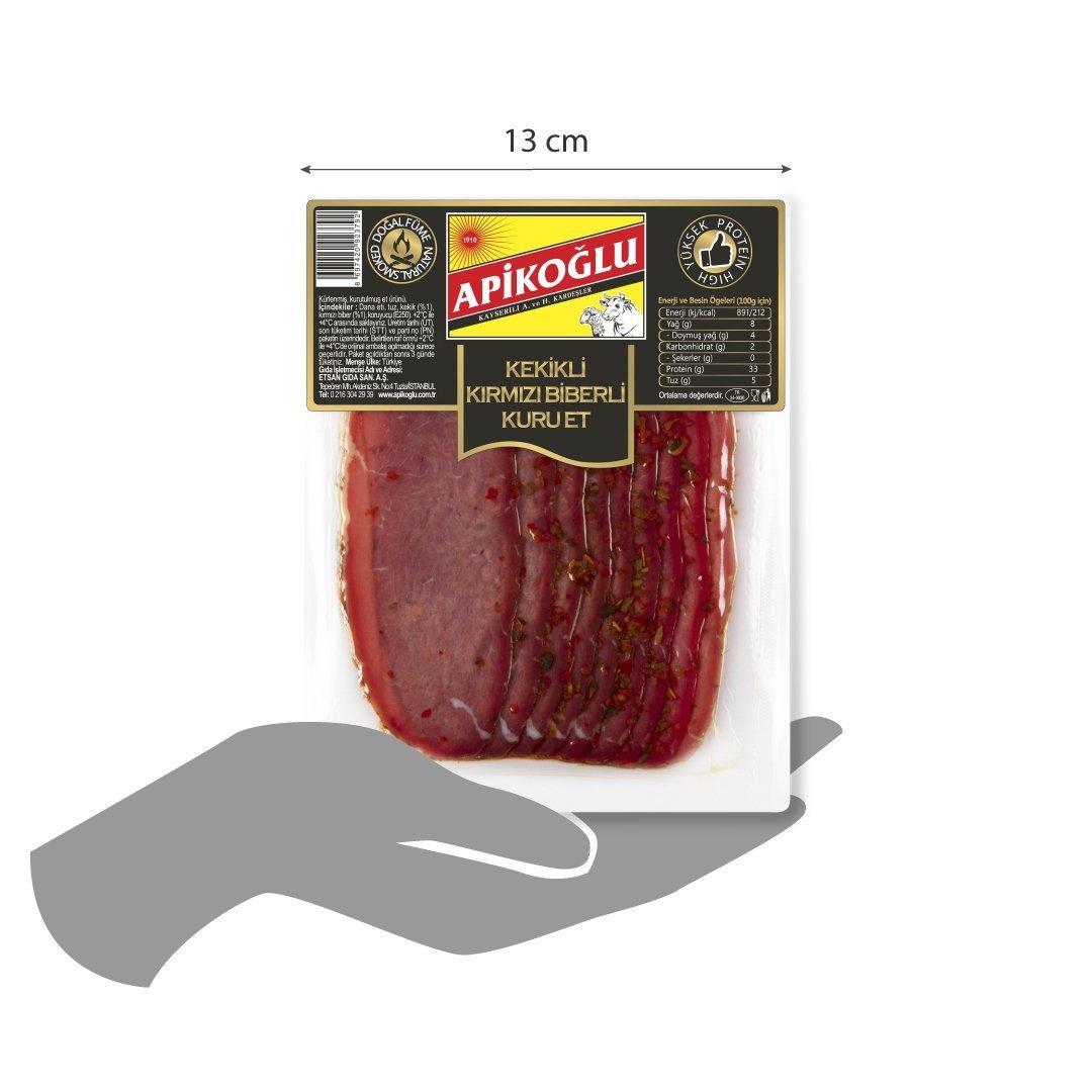 Apikoğlu Yüksek Proteinli Kuru Et Kırmızıbiberli 70 gr 2'li Paket