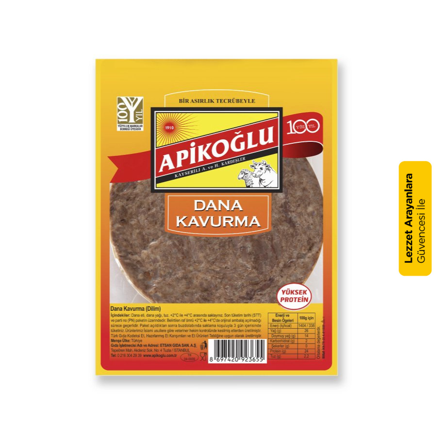 Apikoğlu Siniri Alınmış Dilim Kavurma 100 gr 3'lü Paket