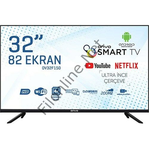 ONVO OV32150 LED TV 32'' 82 EKRAN ÇERÇEVESİZ HD HAZIR ANDROID SMART LED DAHİLİ  UYDU ALICISI-WİFİ  TV