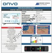 ONVO OV32150 LED TV 32'' 82 EKRAN ÇERÇEVESİZ HD HAZIR ANDROID SMART LED DAHİLİ  UYDU ALICISI-WİFİ  TV