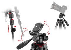 Addison ATR-23 Tripod 155cm 51cm 3 Ayaklı Taşıma Çantalı Siyah