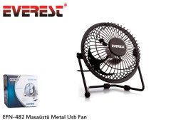 FAN USB MASAÜSTÜ METAL 360° AYARLANABİLİR ULTRA SESSİZ SİYAH FAN EVEREST EFN-482