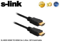 HDMI TO HDMI 3 METRE  1.4VER. 3D FULL HD 1080P GOLD  KABLO S-LINK SL-H035