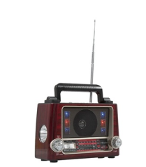 Mikado MDR-7BT Radyo Klasik USB-TF Destekli/FM-AM*SW/Bluetooth Serenad-K 3 Band Ahşap Kırmızı