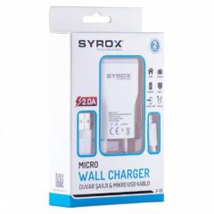 TELEFON  ŞARJ ALETİ 2.0A 5V DUVAR ŞARJI & MICRO USB KABLO SYROX SYX-J15