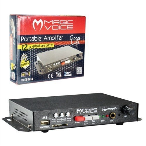 Magicvoice Mv-129 Oto Anfi 12V USB/SD/MMC/MP3 LED Göstergeli Monte Edilebilir Seyyar Oto Anfi