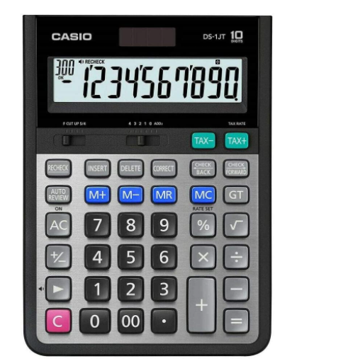 CASIO DS-1JT HESAP MAKİNESİ PROFESYONEL MASA TİPİ 10 HANE İŞLEM KONTOLLÜ HESAP MAKİNESİ