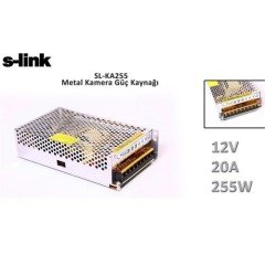 S-LİNK SL-KA255 ADAPTÖR 12V 20A 255W GÜVENLİK KAMERASI ADAPTÖR METAL KASA ADAPTÖR