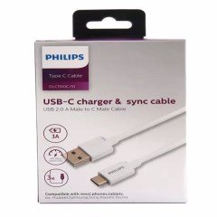 Philips DLC1510C/51 USB Type-C 3A Hızlı Şarj ve Data Kablosu Beyaz 3 Metre