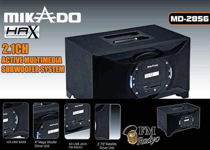 MİKADO MD-2856 MULTİMEDYA SPEAKER 2+1 USB/SD/FM RADYO DESTEKLİ  20W SUPWOOFER HOPARLÖR