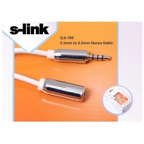 S-LINK SLX-709 SES KABLOSU 3.5MM ERKEK TO 3.5MM DİŞİ  STEREO KABLO IPHONE/IPOD/IPAD KABLO