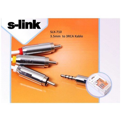 S-LINK SLX-710 SES KABLOSU 3.5MM 150CM ERKEK TO 3RCA STEREO MP3 AUDIO VIDEO KABLO