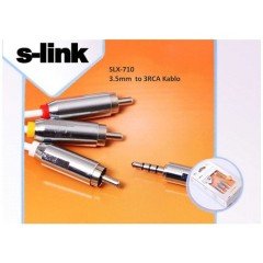 S-LINK SLX-710 SES KABLOSU 3.5MM 150CM ERKEK TO 3RCA STEREO MP3 AUDIO VIDEO KABLO