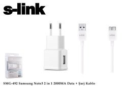 S-link SMG-492 Cep Telefonu Şarj Aleti Micro Usb3.0 Samsung Note3/S5 2000MA 2 in 1