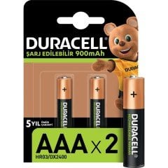 DURACELL HR03/DX2400 PİL 1.2V 900 MAH 2'Lİ AAA ŞARJ EDİLEBİLİR PİL