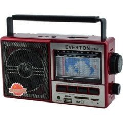 RADYO AM/FM/SWV3/USB/SD/TF/MP3 BLUETOOTH'LU ŞARJLI RADYO KIRMIZI RADYO EVERTON RT-41