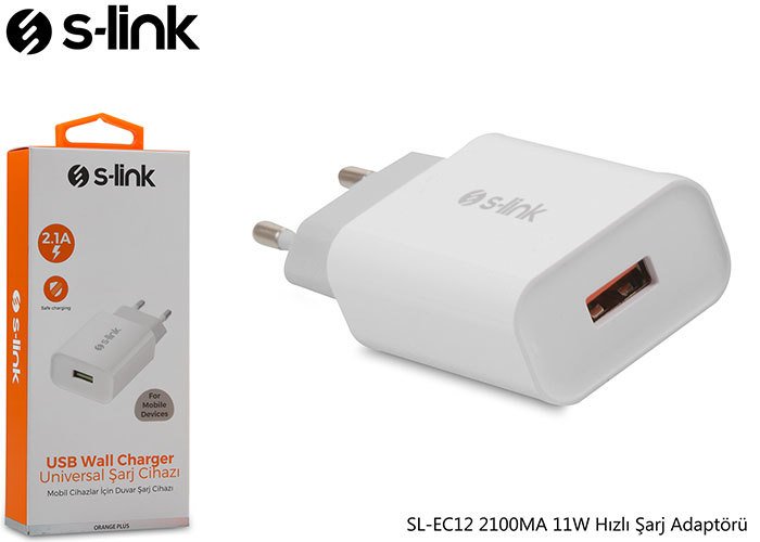 S-link SL-EC12 Cep Telefonu Şarj Adaptörü 2100MA 11W Hızlı Şarj Adaptörü
