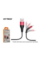Hytech HY-X230 TELEFON ŞARJ CİHAZI 1.2M 3A 15W MİCRO USB DATA/ŞARJ KABLOSU KIRMIZI/SİYAH
