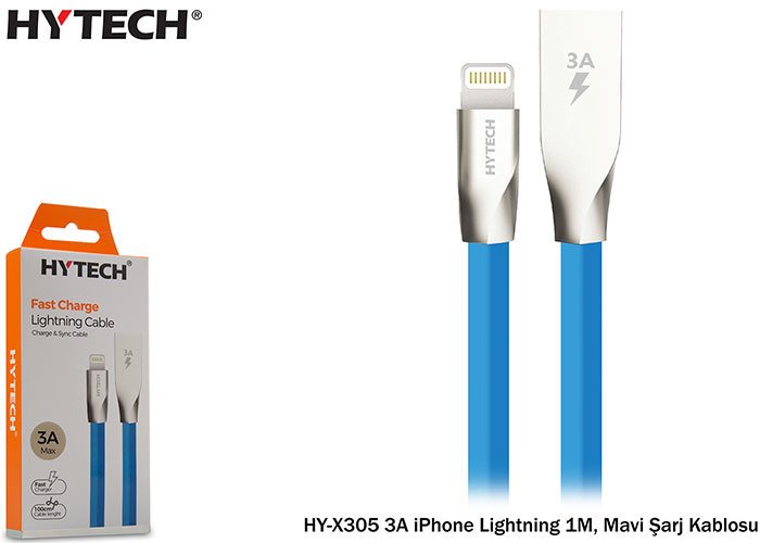 Hytech HY-X305 Telefon Şarj Kablosu  5V 3A 15W iPhone Lightning Çeviri USB 1M Beyaz  Şarj Kablosu
