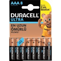 PİL 1.5V 8'Lİ ULTRA ALKALİN AAA İNCE KALEM PİL DURACELL LR03/MX2400