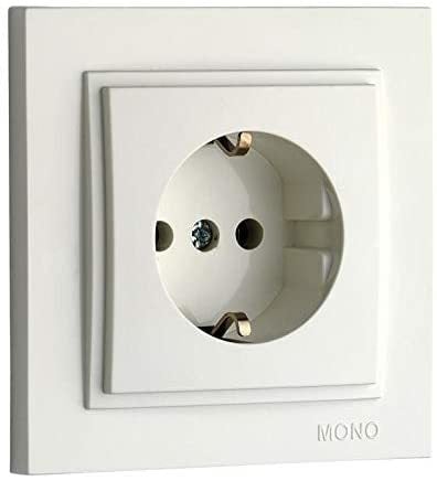 Mono Topraklı Priz Mono Modül+ Kapak (despina/Larissa Serisi) Beyaz
