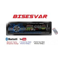 OTO TEYP USB/SD/RADIO/FM/BASS/AUX/RCA/TF/MP3/WMA BLUETOOTHLU KUMANDALI OTO TEYP BISESVAR BSV-3030