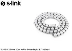 S-LINK SL-195 KABLO DÜZENLEYİCİ 22MM 1 METRE GRİ KABLO DÜZENLEYİCİ VE TOPLAYICI