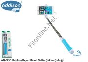 ADDİSON AD-S33 KABLOLU BEYAZ / MAVİ SELFİE ÇEKİM ÇUBUĞU