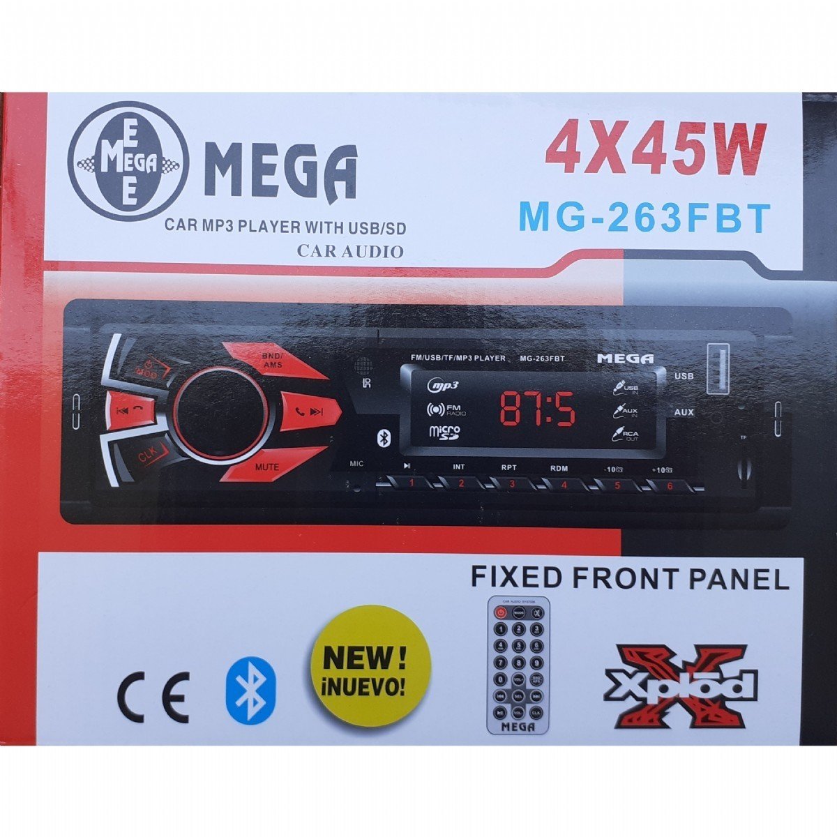MEGA MG-263FBT OTO TEYP USB/SD/MMC/FM RADYO/BLUETOOTH 4x45W RENKLİ LED EKRAN