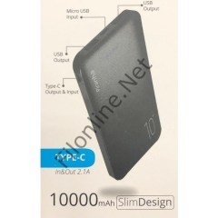 PIRANHA 9001 POWERBANK 10000MAH TYPE-C IN&OUT 2.1A SLIM DESIGN 2xUSB POWERBANK